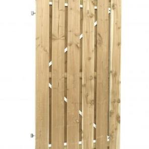 Vuren deur verticaal op stalen frame met slotgat groen geïmpregneerd 180x100**