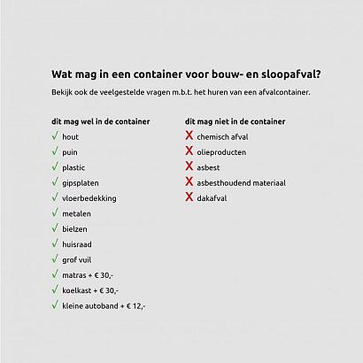 Plaatsen 3 m³ container bouw-en sloopafval All-in